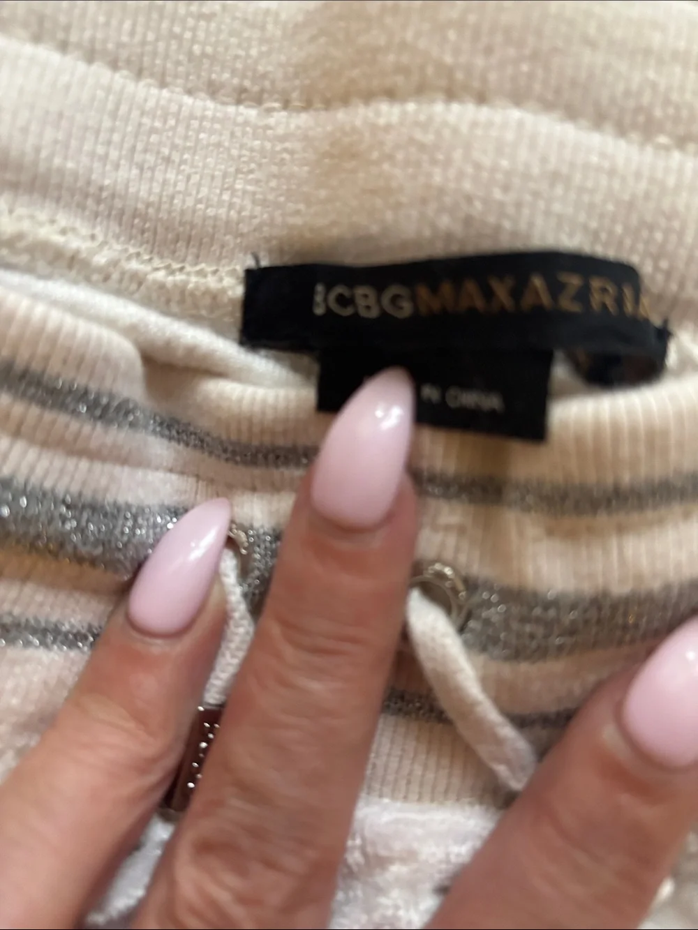 BCBGMaxAzria Silver Velvet Lounge Pants with Black Embroidered Snake